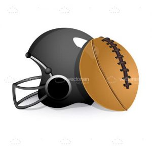Sports helmet with rugby ball